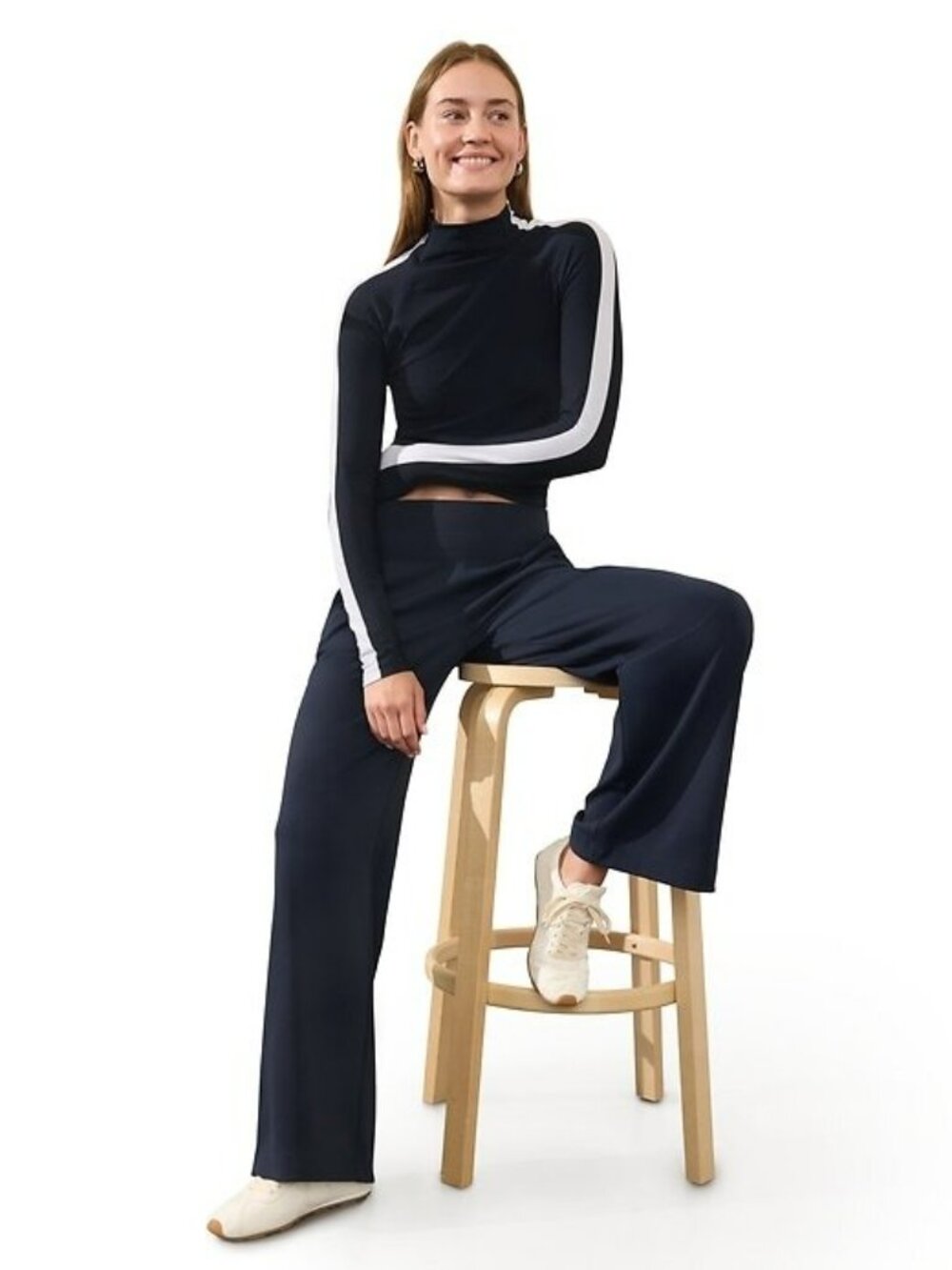 Athleta PM Petite Medium Venice High Rise Wide Leg Pant NWT! Navy #982868